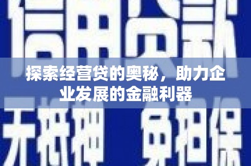 大冶探索经营贷的奥秘，助力企业发展的金融利器