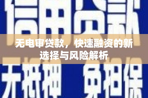 大冶无电审贷款，快速融资的新选择与风险解析
