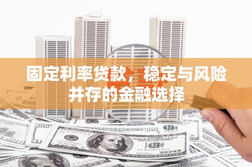 大冶固定利率贷款，稳定与风险并存的金融选择